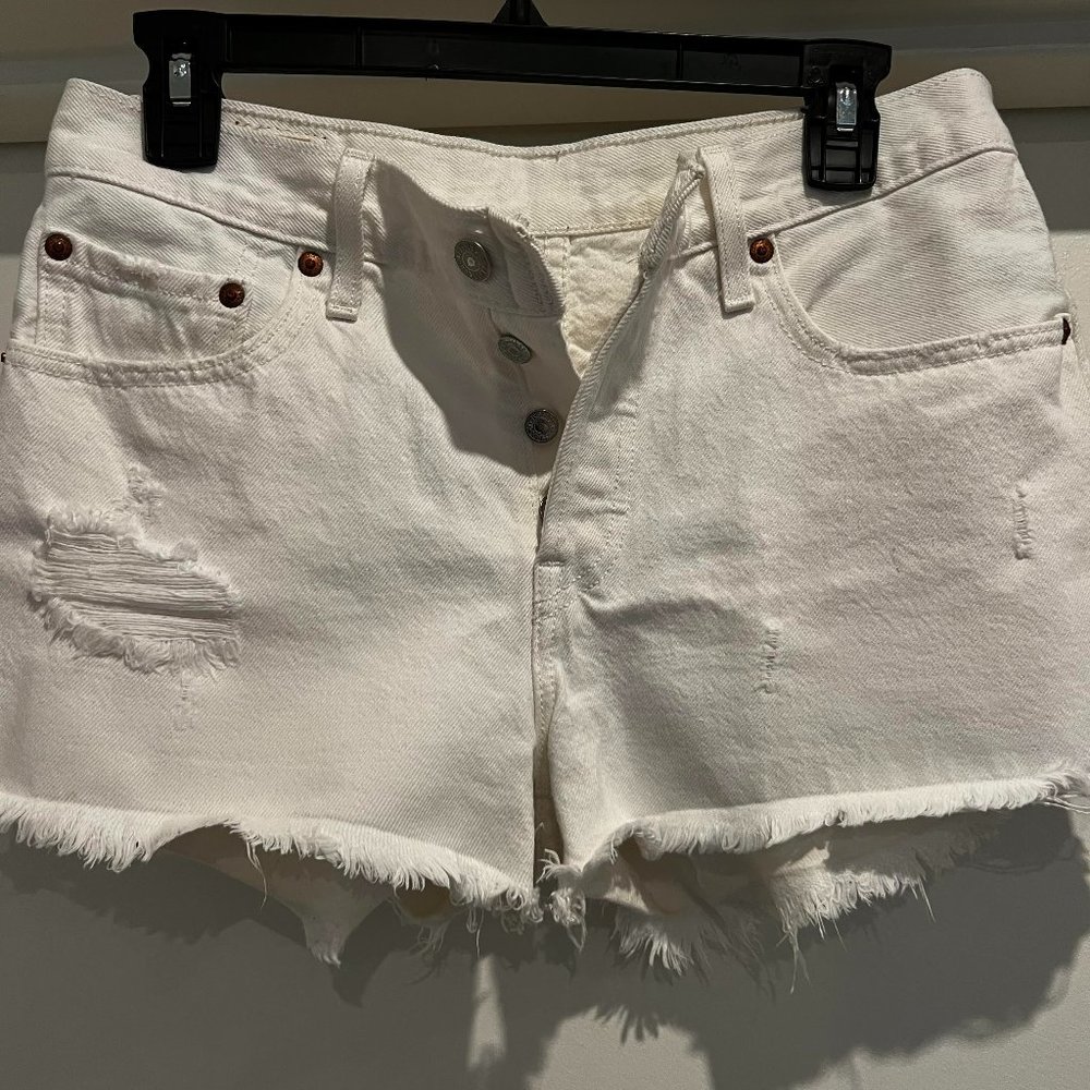 Levi's 501 White Denim Shorts